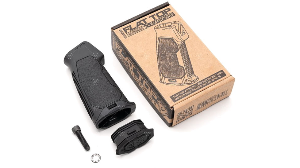 Strike Industries Flat Top AR15 Rubber Over-Mold Pistol Grip without Beavertail in 15 Degree, Black, SI-AR-NBPG-15