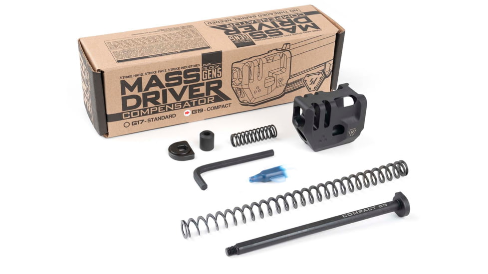 Strike Industries G5 Mass Driver Compensator, Glock 19, Compact, Black, SI-G5-MDCOMP-C