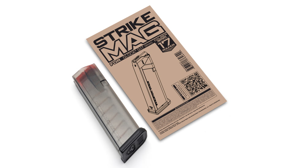 Strike Industries Glock G17 9mm, 17 Round Pistol Magazine, Smoke Gray, 17, SI-G-MAG-17