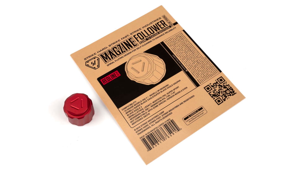 Strike Industries Magazine Follower for 12 Gauge Shotgun, Red, SI-SG-MAGFOLLOWER-12-RED