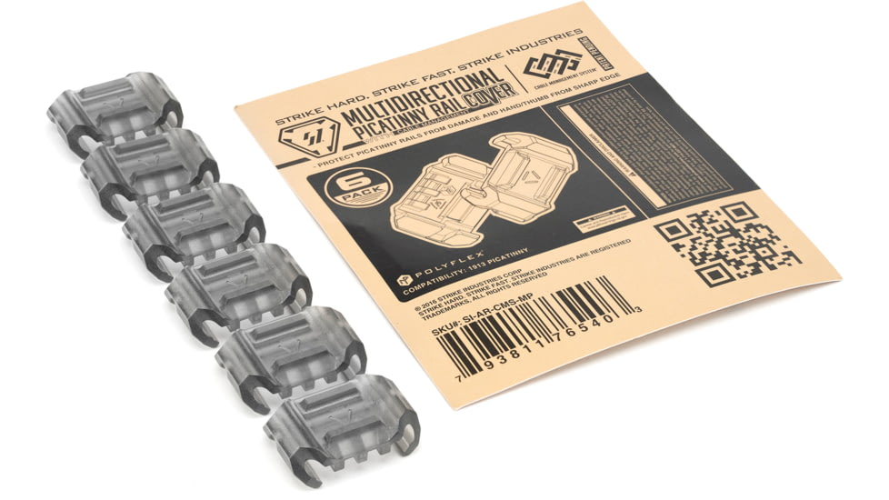 Strike Industries Multidirectional Picatinny Rail Cover with Cable Management System, 6pcs/pack, Black, One Size, SI-AR-CMS-MP