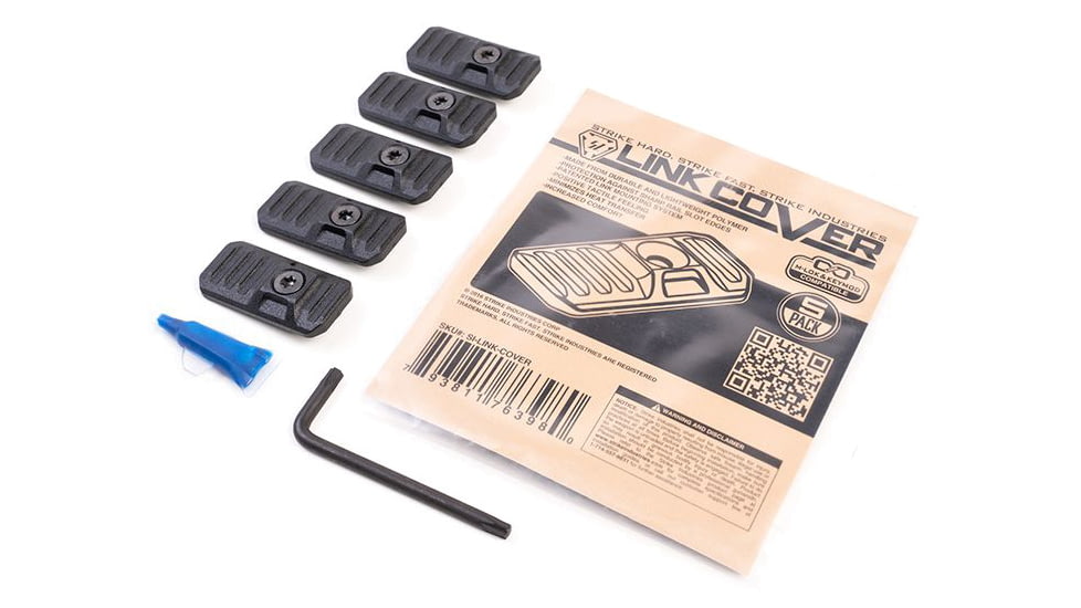 Strike Industries Rail Cover w/LINK system for MLok &amp; KeyMod Handguards, 5 Pieces, Black, SILINKCOVER
