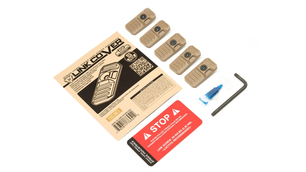 Strike Industries Rail Cover w/LINK system for MLok &amp; KeyMod Handguards, 5 Pieces, FDE, One Size, SI-LINK-COVER-FDE