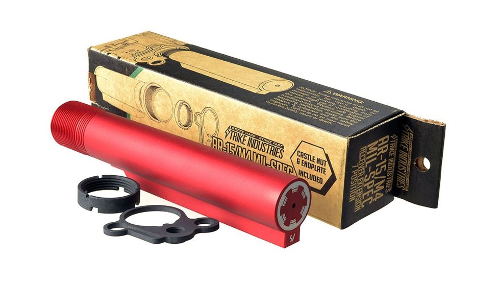 Strike Industries SI-AR-15/M16 Receiver Extension,7 Position Assembly, Red SI-AR-RE7P-KIT-RED