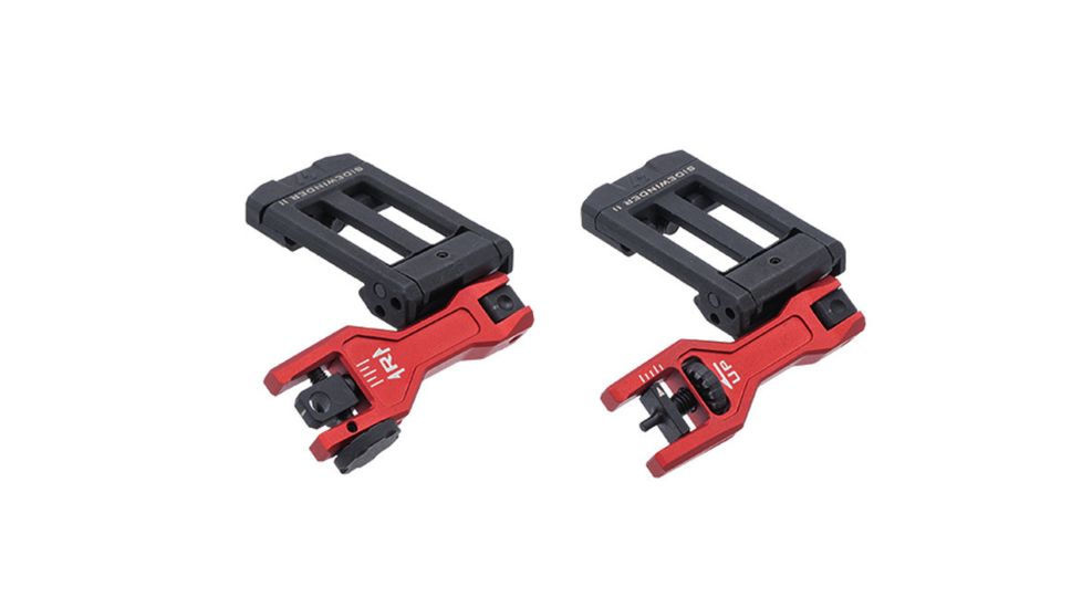 Strike Industries Sidewinder BUIS II Offset Deployable Front and Rear Sight, Red, SI-SIDEWINDERII-RED