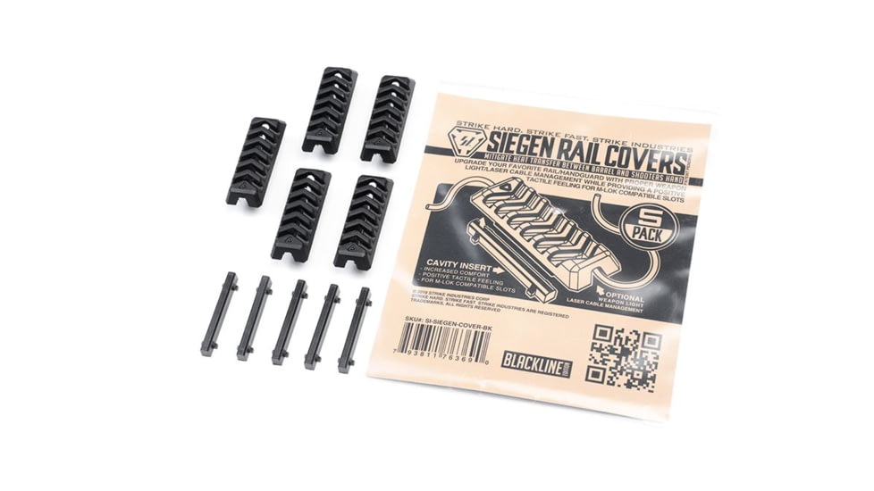 Strike Industries Siegen Rail Cover, 5pcs, MLOK, Black, SISIEGENCOVERBK
