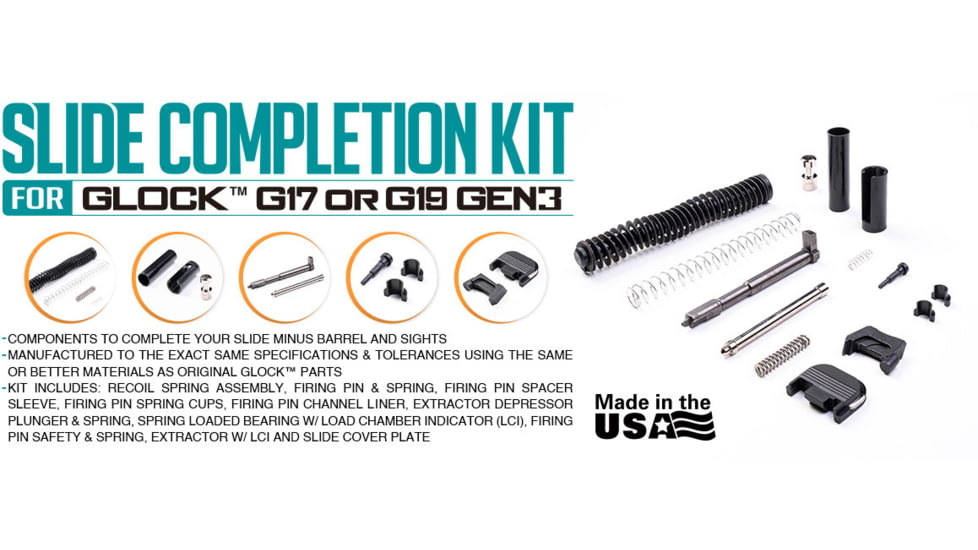 Strike Industries Slide Completion Kit for Glock 19, Black, One Size, SI-G-SLIDEKIT-19