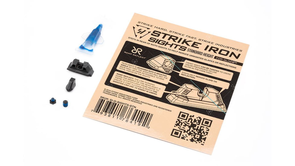 Strike Industries Strike Iron Sights for Glock, Standard Height, Black, One Size, SI-G-SIGHTS-STN