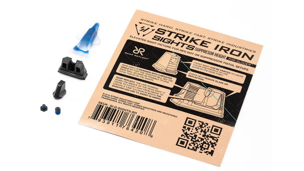 Strike Industries Strike Iron Sights for Glock, Suppressor Height, Black, One Size, SI-G-SIGHTS-SH