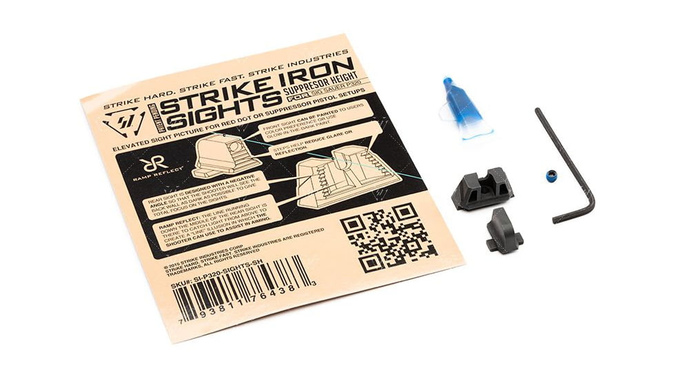Strike Industries Strike Iron Sights for SIG Sauer P320, Suppressor Height, Black, One Size, SI-P320-SIGHTS-SH