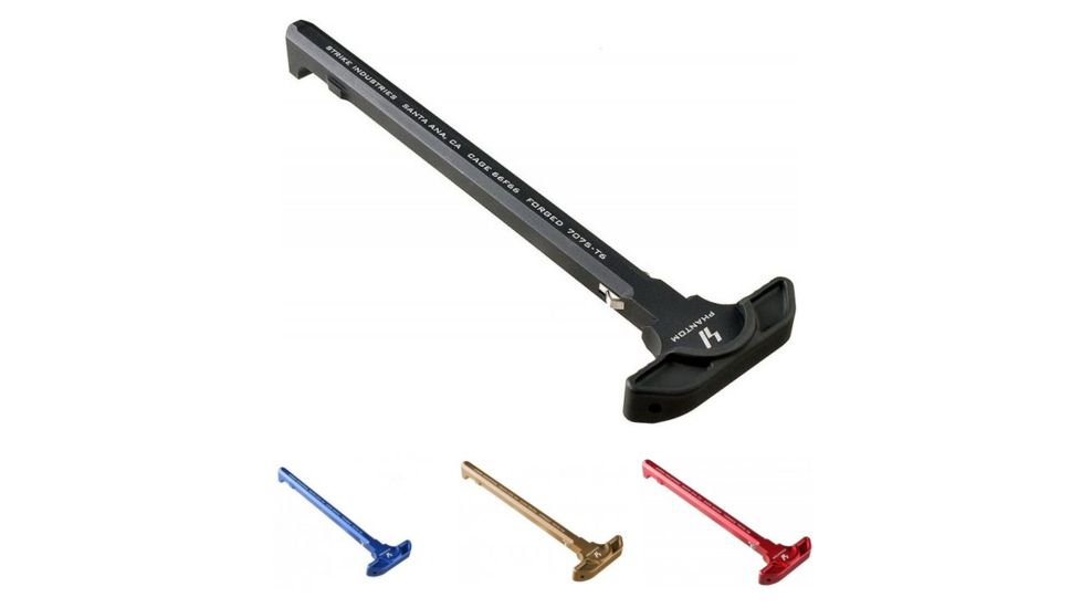 Strike Industries Strike Latchless Charging Handle, Black, Blue, FDE, Red