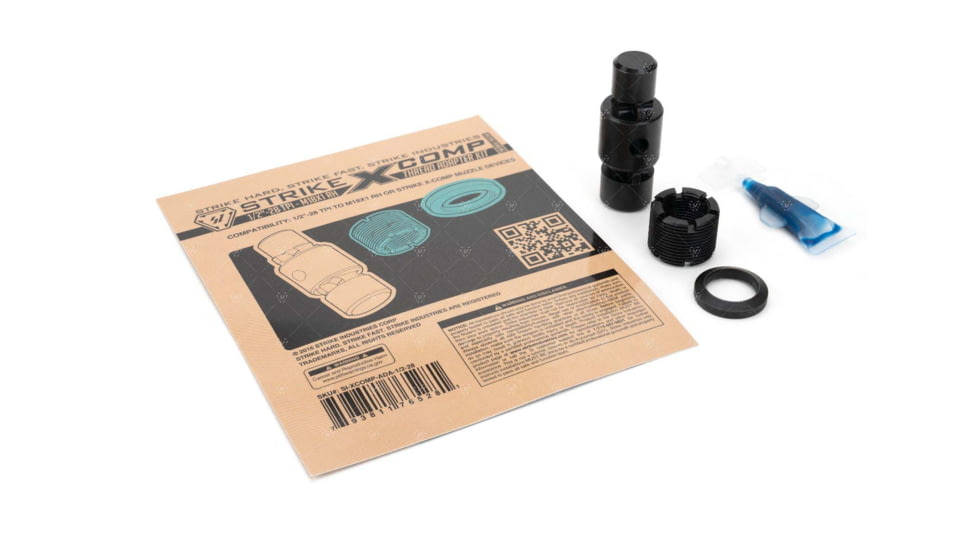 Strike Industries Strike X-Comp Thread Adapter Kit 1/2in - 28 TPI - M18x1 RH, Black, One Size, SI-XCOMP-ADA-1/2-28