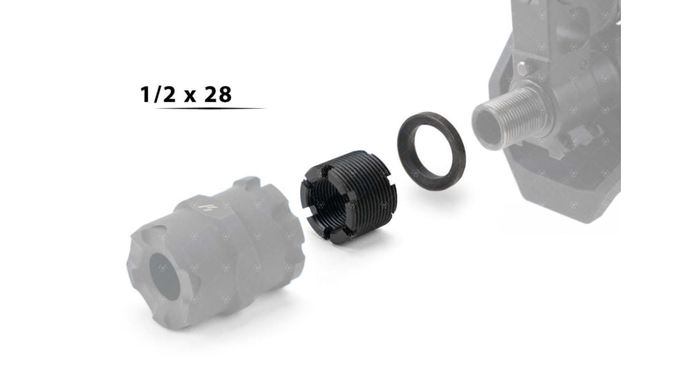 Strike Industries Strike X-Comp Thread Adapter Kit 1/2in - 28 TPI - M18x1 RH, Black, One Size, SI-XCOMP-ADA-1/2-28