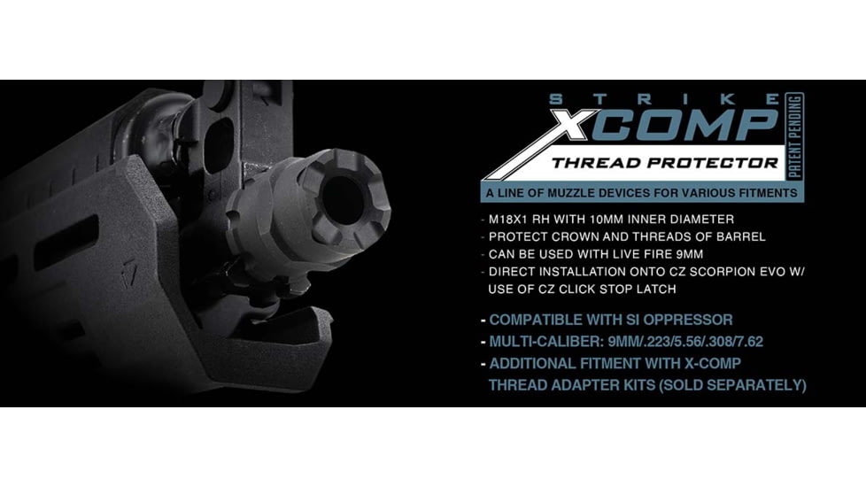 Strike Industries X-Comp Thread Protector for M18x1 RH, SI-XCOMP-TP, Black, One Size, SI-XCOMP-TP