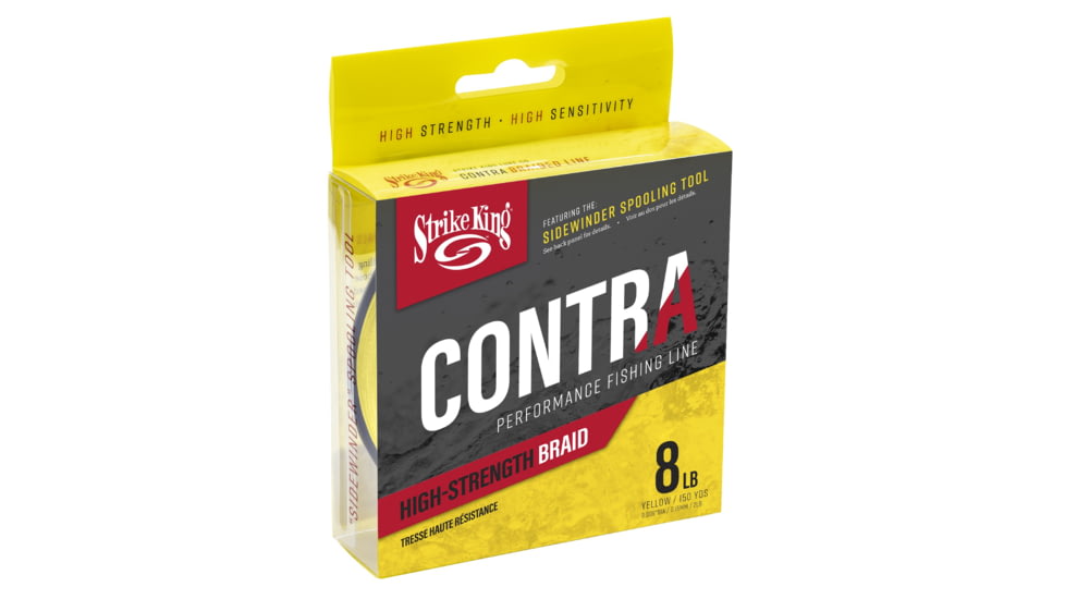 Strike King Contra Braid Fishing Line, 8lb Test, 150-Yards, Hi-Vis Yellow, LPB150-8Y