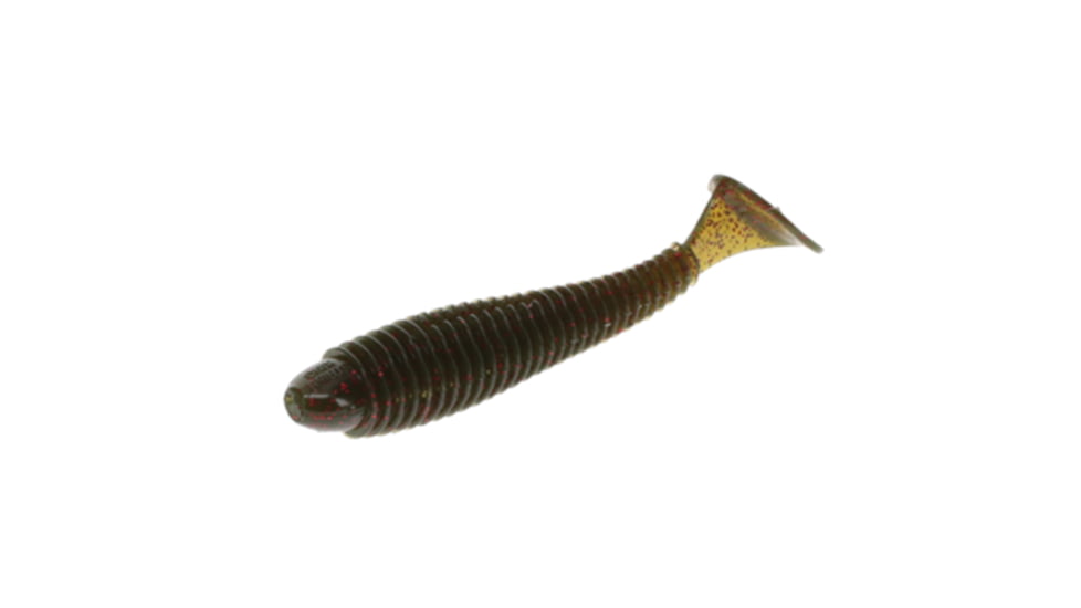 Strike King Rage Swimmer Saltwater, Soft Plastic Paddletail Minnow, Ribbed Body, High Tail, 3 1/4in, 8-Pack, Dark Melon Red, RGSWSW325-405