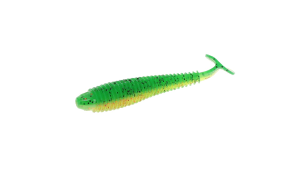 Strike King Rage Swimmer Saltwater, Soft Plastic Paddletail Minnow, Ribbed Body, High Tail, 3 1/4in, 8-Pack, Firetiger, RGSWSW325-513