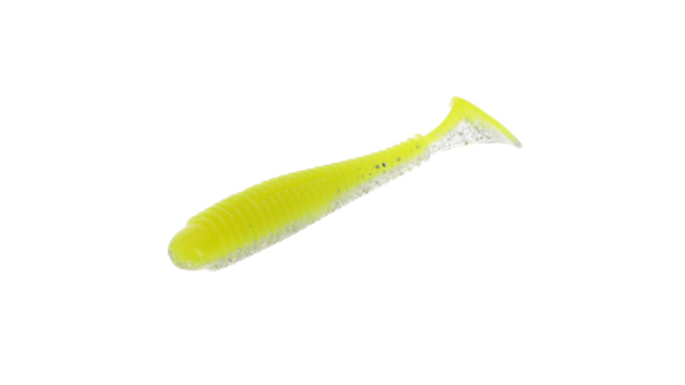 Strike King Rage Swimmer Saltwater, Soft Plastic Paddletail Minnow, Ribbed Body, High Tail, 3 1/4in, 8-Pack, Silver Belly, RGSWSW325-622