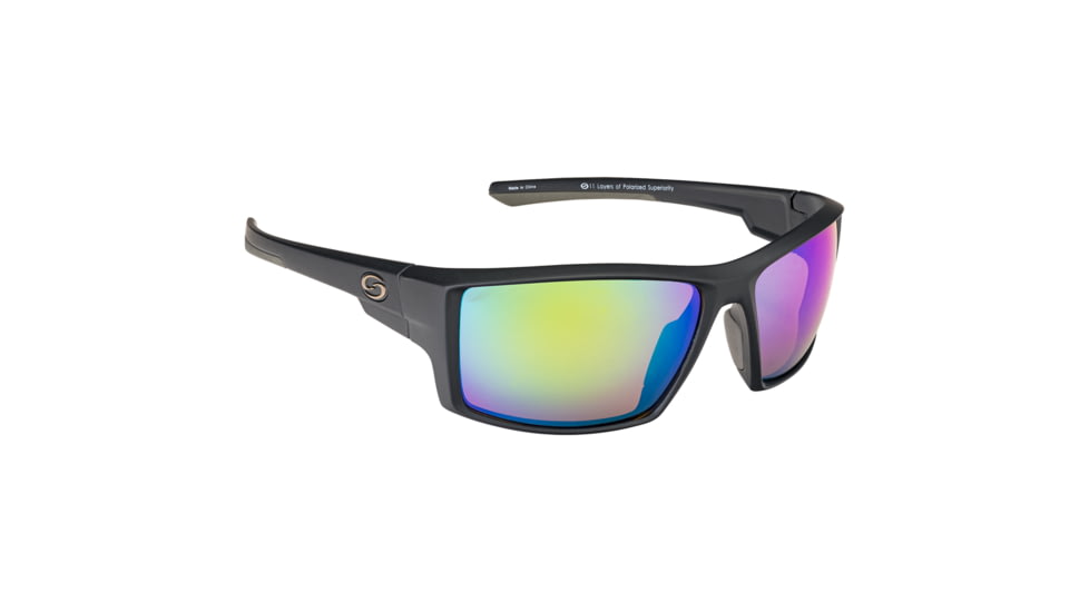 Strike King S11 Optics Pickwick Sunglasses, Matte Black Frame, Multi Layer Green Mirror, Amber Base Lens, SG-S1192