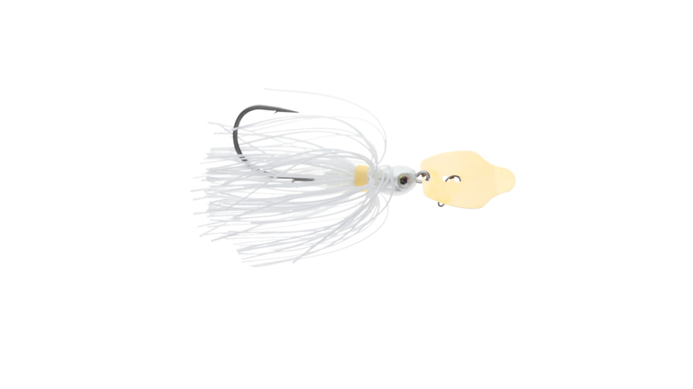 Strike King Thunder Cricket Gold Fishing Lure, Vibrating Swim Jig, White, 5/8oz, TCGVSJ58-10, TCGVSJ58-10