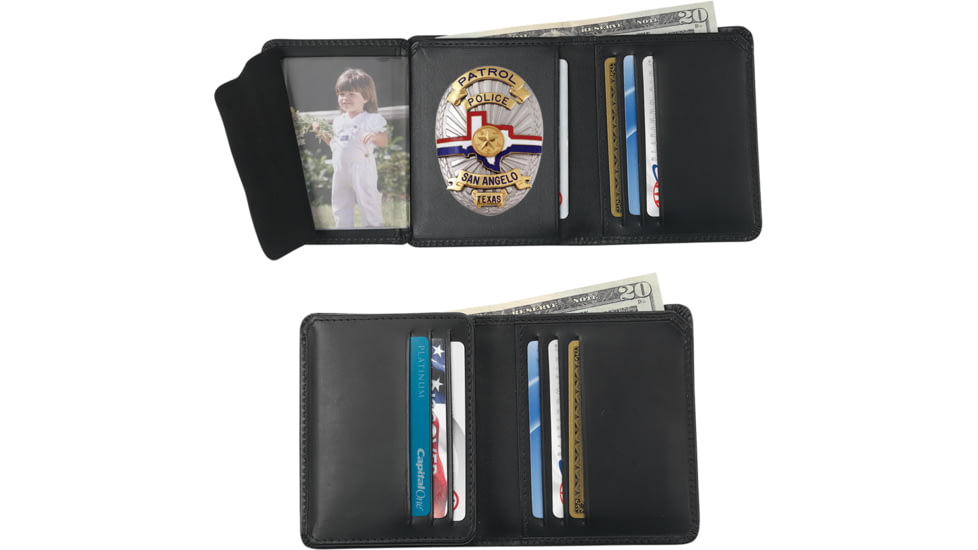 Strong Leather RFID Hidden Badge Wallet, Leather, Black, 7952R-3602