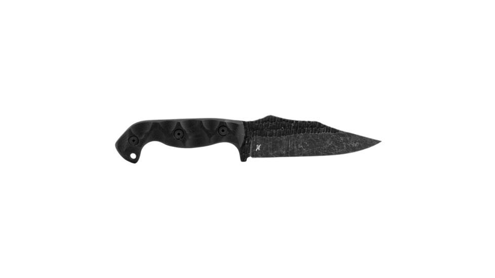 Stroup Knives TU1, Fixed Blade Knife, 4.5 Clip Point Blade, 1095 High Carbon Steel, 9.25 Overall Length, Acid Etched Finish, Black, G10 Handle, Includes Sheath