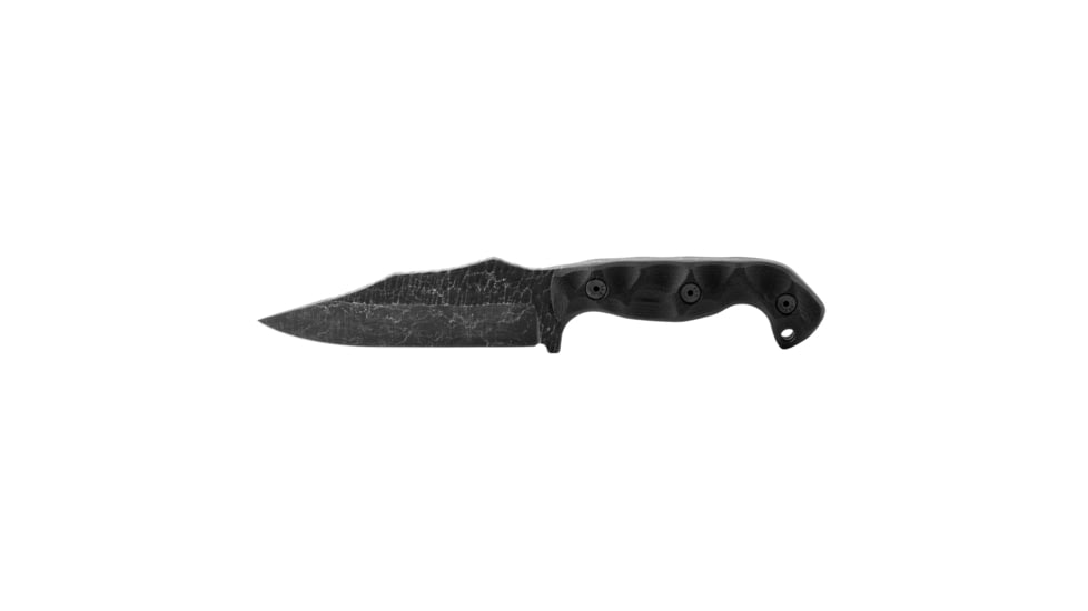 Stroup Knives TU1, Fixed Blade Knife, 4.5 Clip Point Blade, 1095 High Carbon Steel, 9.25 Overall Length, Acid Etched Finish, Black, G10 Handle, Includes Sheath