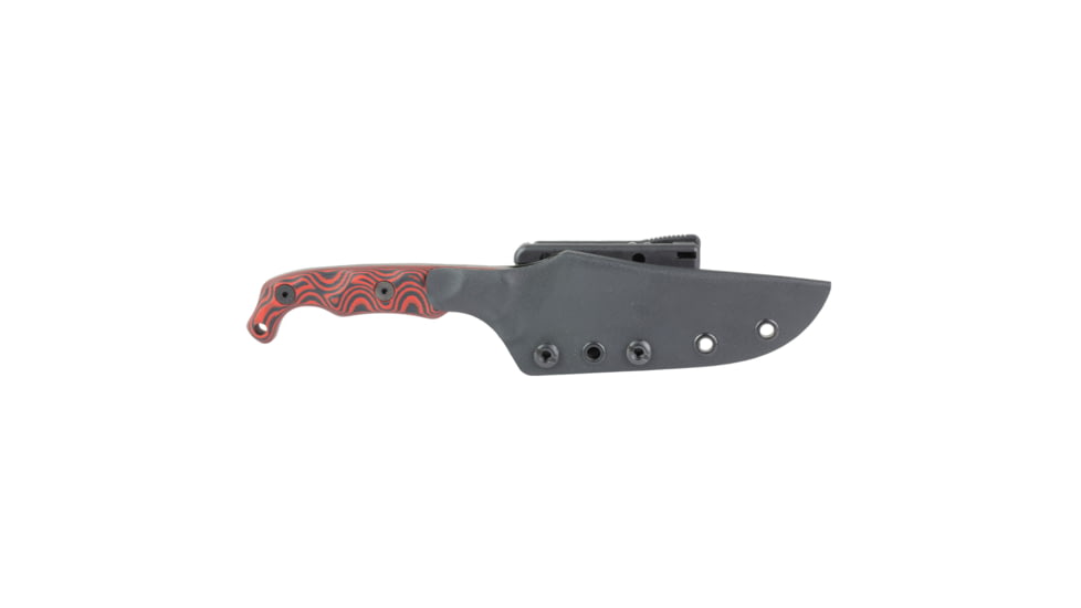 Stroup Knives TU2 Fixed Blade Knife, 4in, 1095 High Carbon Steel, Clip Point, G10 Black/Red Handle, TU2-R-B-G10