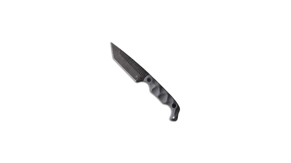 Stroup Stroup Knives Bravo 5 Fixed Blade Tanto Grey G10 3.50" Black Stonewash, Gray, 1095HC, adult, BHQ-213559