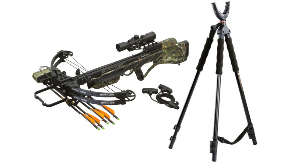 Stryker SolutionLS Crossbow, Package Realtree AP Green, A12405 W/ Vanguard Quest Tripod