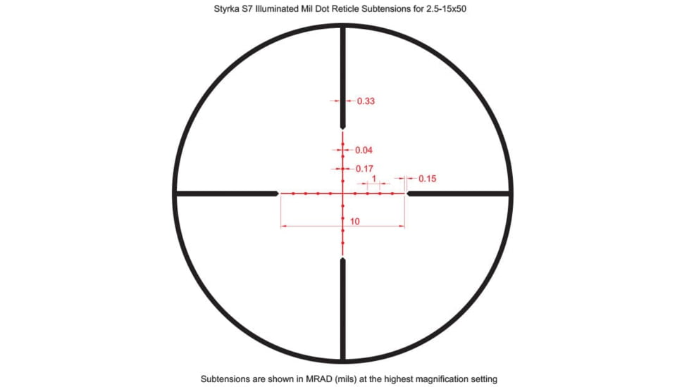 Styrka Illuminated Mil-Dot Reticle