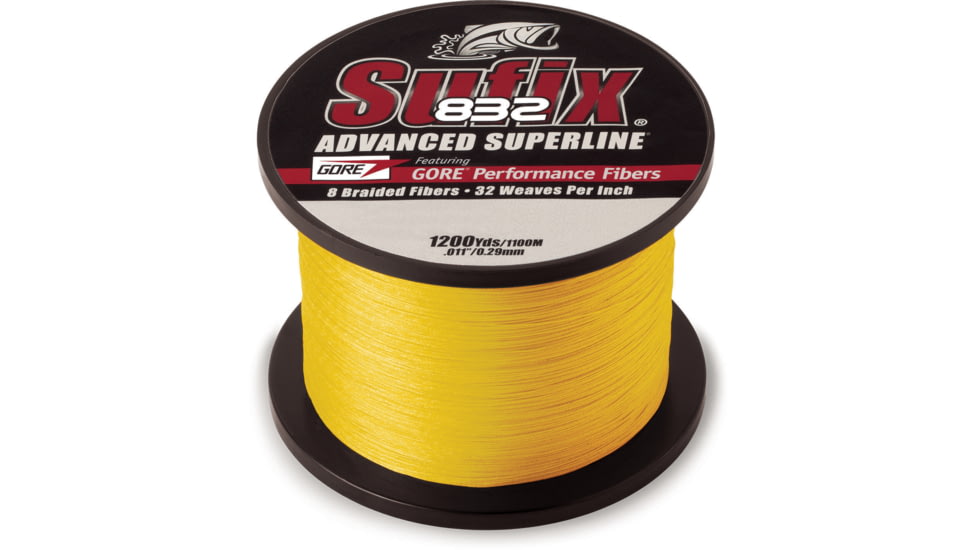 Sufix 832 Braid 65lb Line, Hi-Vis Yellow, 1200 Yds, 660-365Y