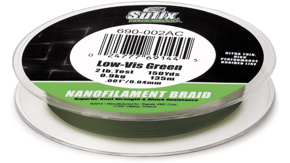 Sufix NanoBraid 12lb Line, Low-Vis Green, 150 Yds, 690-012G