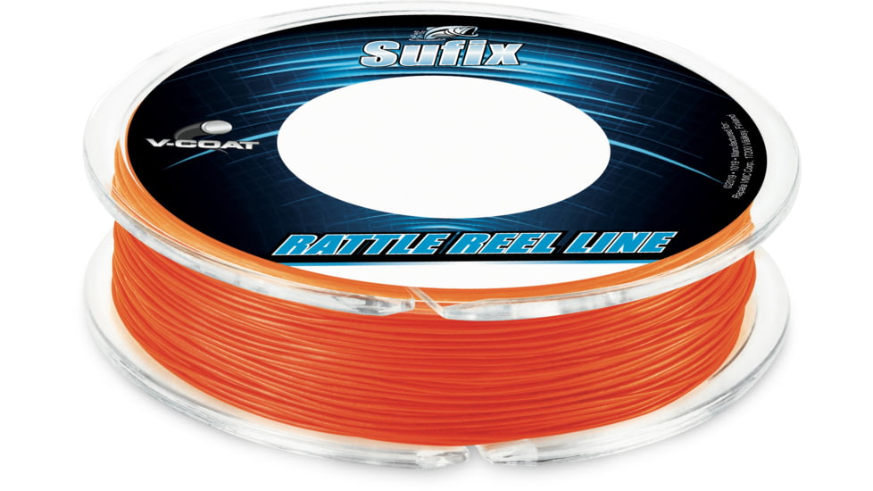Sufix Rattle Reel Metered V-Coat, 20 lb, Metered Every 50 yd 150 yd, Neon Fire, 613-220F