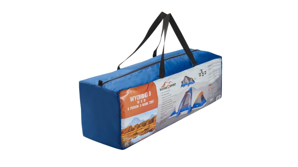 Suisse Sport Wyoming 3 Room Tent - 18ft X 10ft, Gray, Blue, Orange, 8 Person, MTB1810BCBG