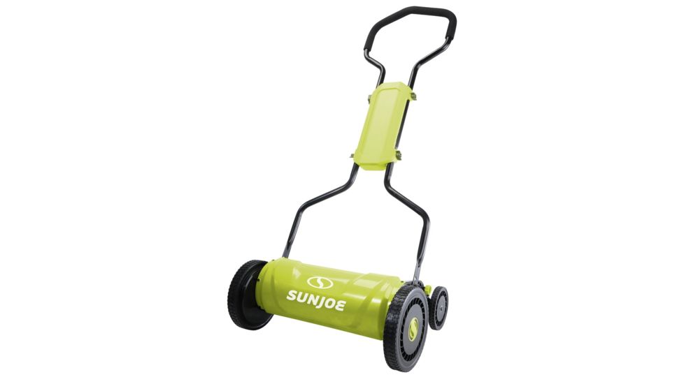 Sun Joe 18 inch Quad-Wheel, 5-Position, Razor Sharp Cutting Blade, Silent Push Reel Mower, Green MJ1800M