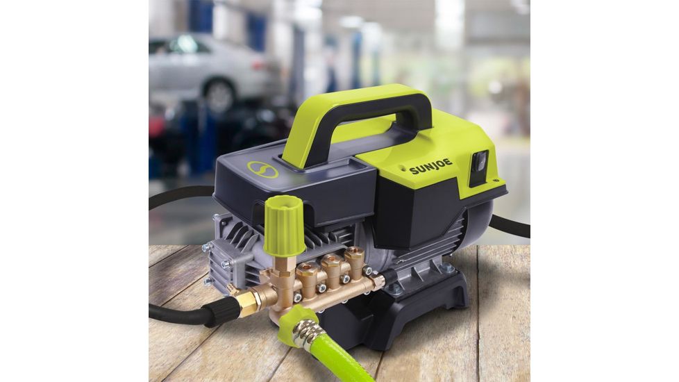 Sun Joe Cold Water Electric Direct Drive Crank Shaft Pressure Washer - 1300 PSI w/ Wall Mount, 2.15HP, 120V, Green SPX9004-PRO