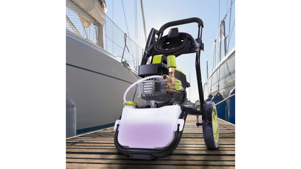 Sun Joe Cold Water Electric Direct Drive Crank Shaft Pressure Washer - 1300 PSI w/ Wall Mount, Roll Cage, 2.15HP, 120V, Green SPX9005-PRO