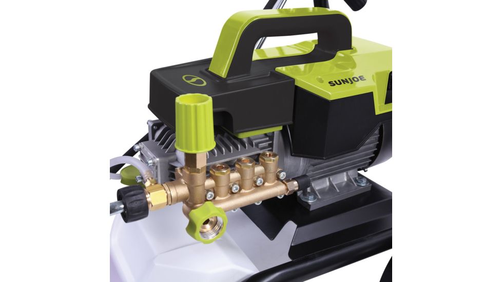 Sun Joe Cold Water Electric Direct Drive Crank Shaft Pressure Washer - 1300 PSI w/ Wall Mount, Roll Cage and Hose Reel, 2.15HP, 120V, Green SPX9006-PRO