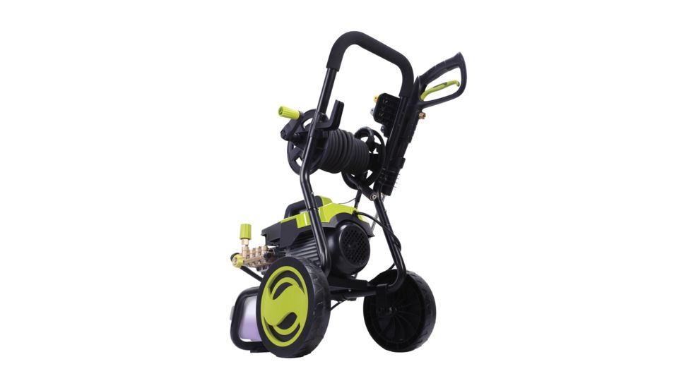 Sun Joe Cold Water Electric Direct Drive Crank Shaft Pressure Washer - 1300 PSI w/ Wall Mount, Roll Cage and Hose Reel, 2.15HP, 120V, Green SPX9006-PRO