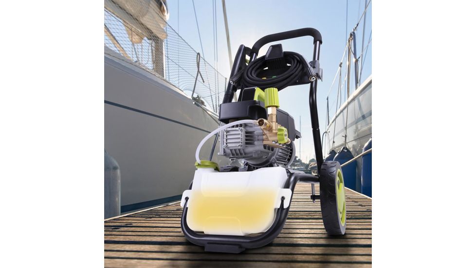Sun Joe Cold Water Electric Direct Drive Crank Shaft Pressure Washer - 1800 PSI w/ Wall Mount, Roll Cage, 2.41HP, 120V, Green SPX9008-PRO