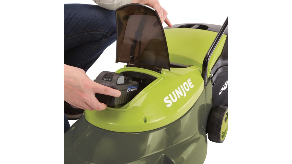 Sun Joe Cordless Lawn Mower with Brushless Motor - 5Ah, 14in, 24V, Green MJ24C-14-XR