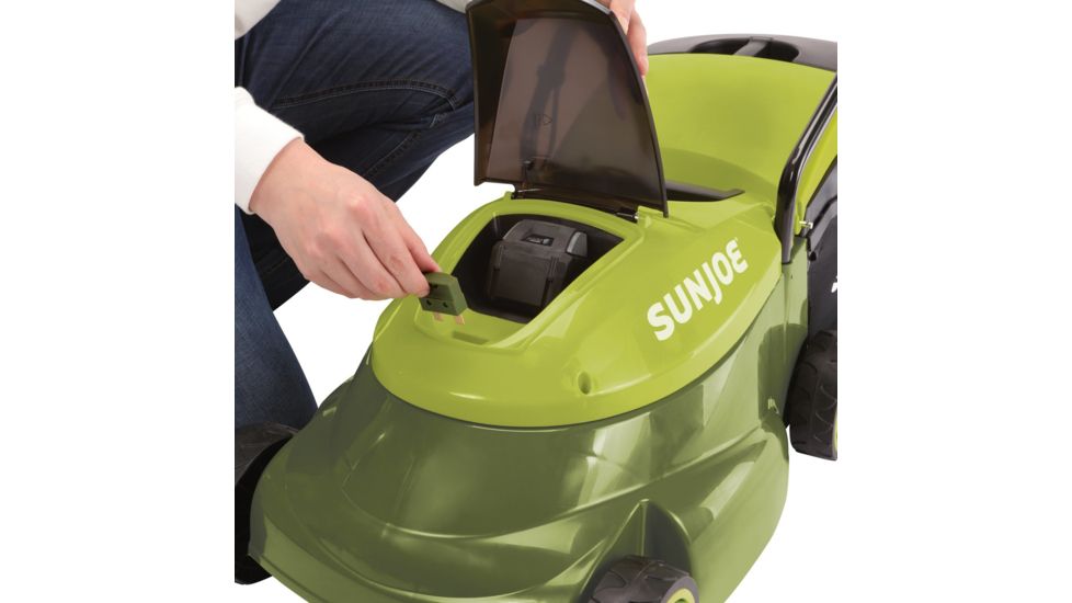 Sun Joe Cordless Lawn Mower with Brushless Motor - 5Ah, 14in, 24V, Green MJ24C-14-XR