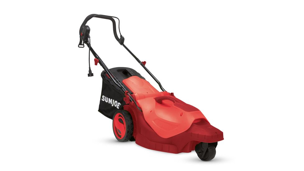 Sun Joe Electric Lawn Mower, 3-Wheels,16 Inch,12 Amp, 360 Degrees Turn Radius, Red, Large, MJ404E-360-RED