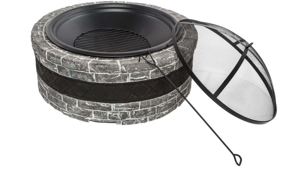 Sun Joe Fire Joe Cast Stone Fire Pit, 35in, Charcoal Gray, SJFP35-CS-STN