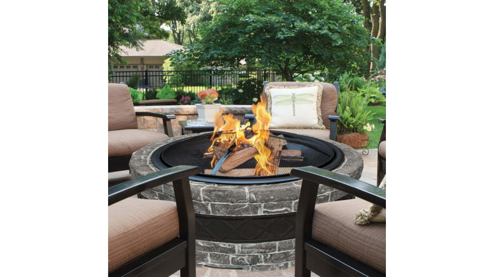 Sun Joe Fire Joe Cast Stone Fire Pit, 35in, Charcoal Gray, SJFP35-CS-STN