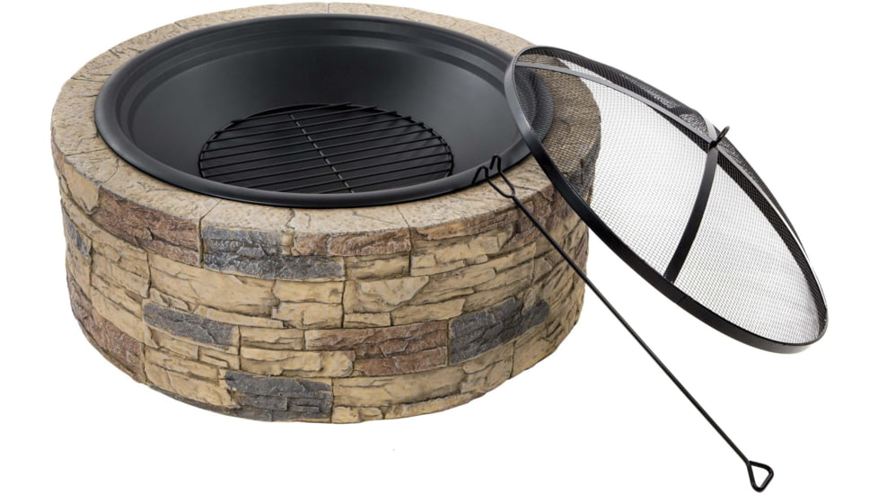 Sun Joe Fire Joe Cast Stone Fire Pit, 35in, Natural Stone, SJFP35-STN