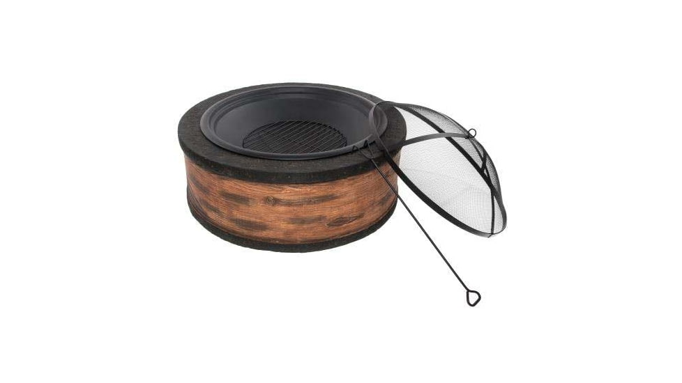 Sun Joe Fire Joe Cast Stone Fire Pit, 35in, Rustic Wood, SJFP35-RW-STN