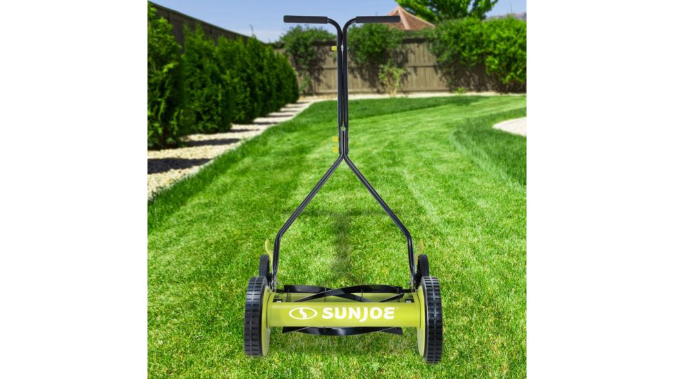 Sun Joe Manual Reel Mower, 14 inch, Quad Wheel, 9-Positions, Green MJ503M