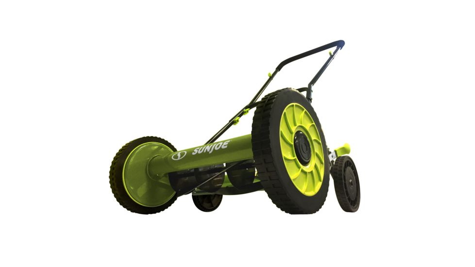 Sun Joe Manual Reel Mower w/o Grass Catcher, 16 inch, 9 Height Positions, Green, Large, MJ504M